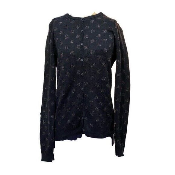Old Navy Women's Cardigan Sweater Black Polka Dot - Picture 1 of 6